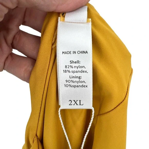 Andie Swim Womens The Bronti One Piece Swimsuit Golden Yellow Plus Size 2XL - Picture 9 of 11